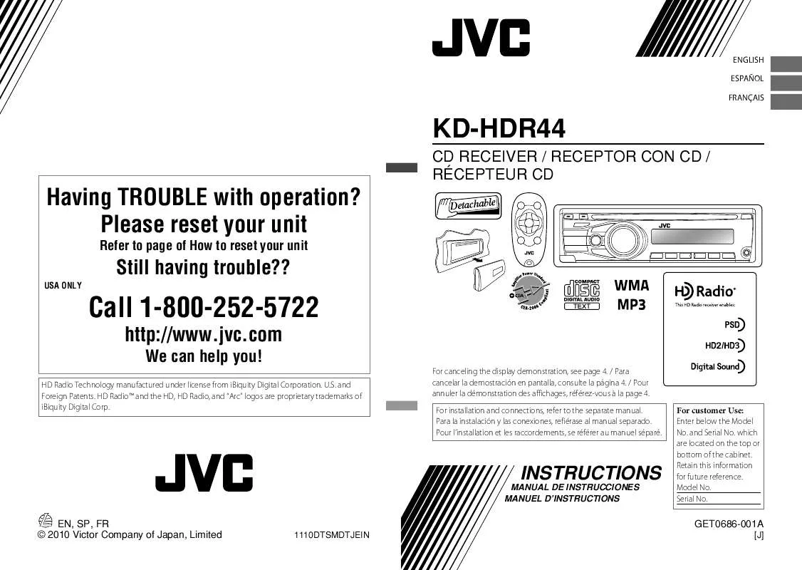 Mode d'emploi JVC KD-HDR44