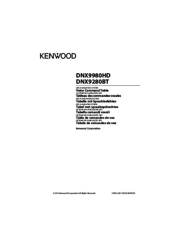 Mode d'emploi KENWOOD DNX9280BT