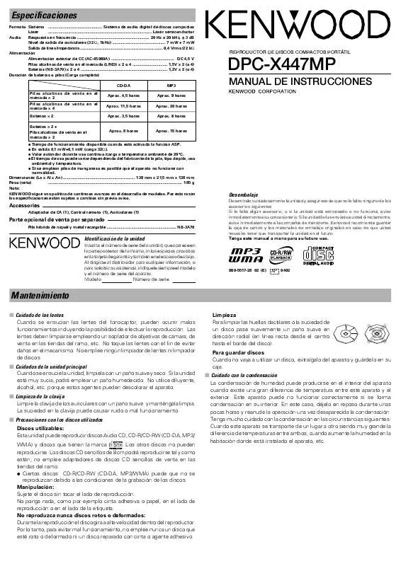 Mode d'emploi KENWOOD DPC-X447MP