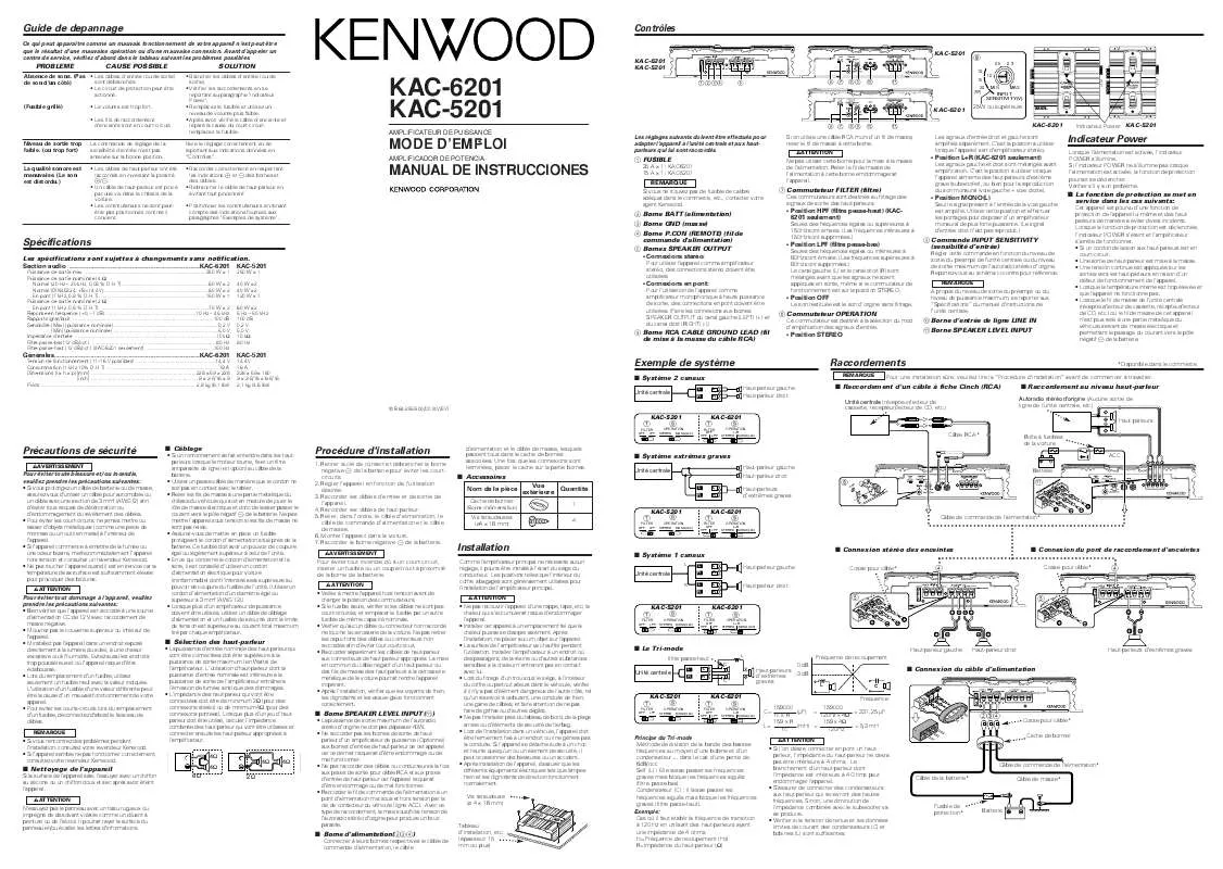 Mode d'emploi KENWOOD KAC-6201