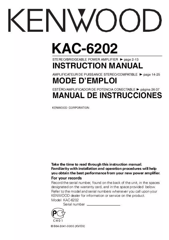 Mode d'emploi KENWOOD KAC-6202