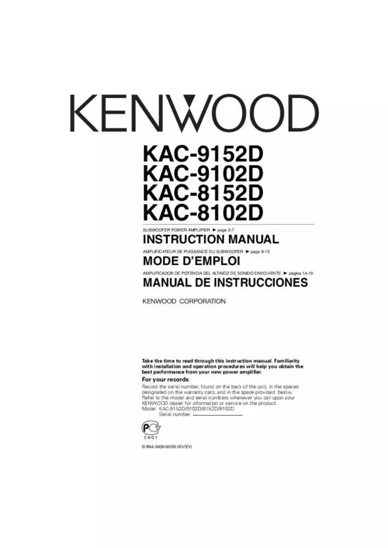 Mode d'emploi KENWOOD KAC-8152D