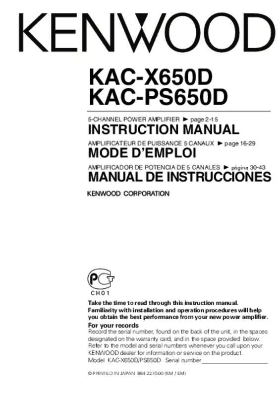 Mode d'emploi KENWOOD KAC-PS650D
