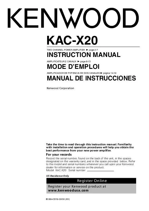 Mode d'emploi KENWOOD KAC-X20