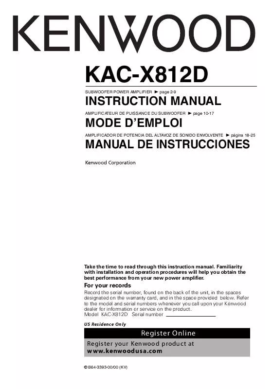 Mode d'emploi KENWOOD KAC-X812D