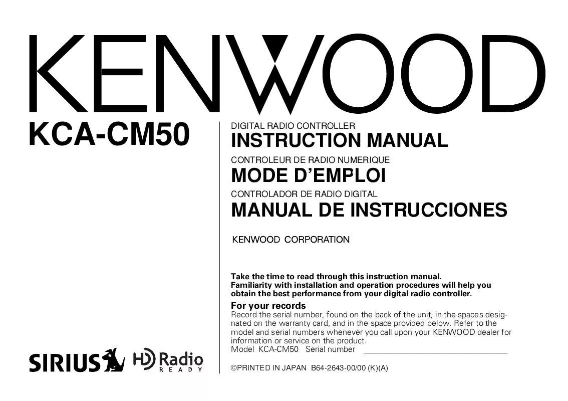 Mode d'emploi KENWOOD KCA-CM50