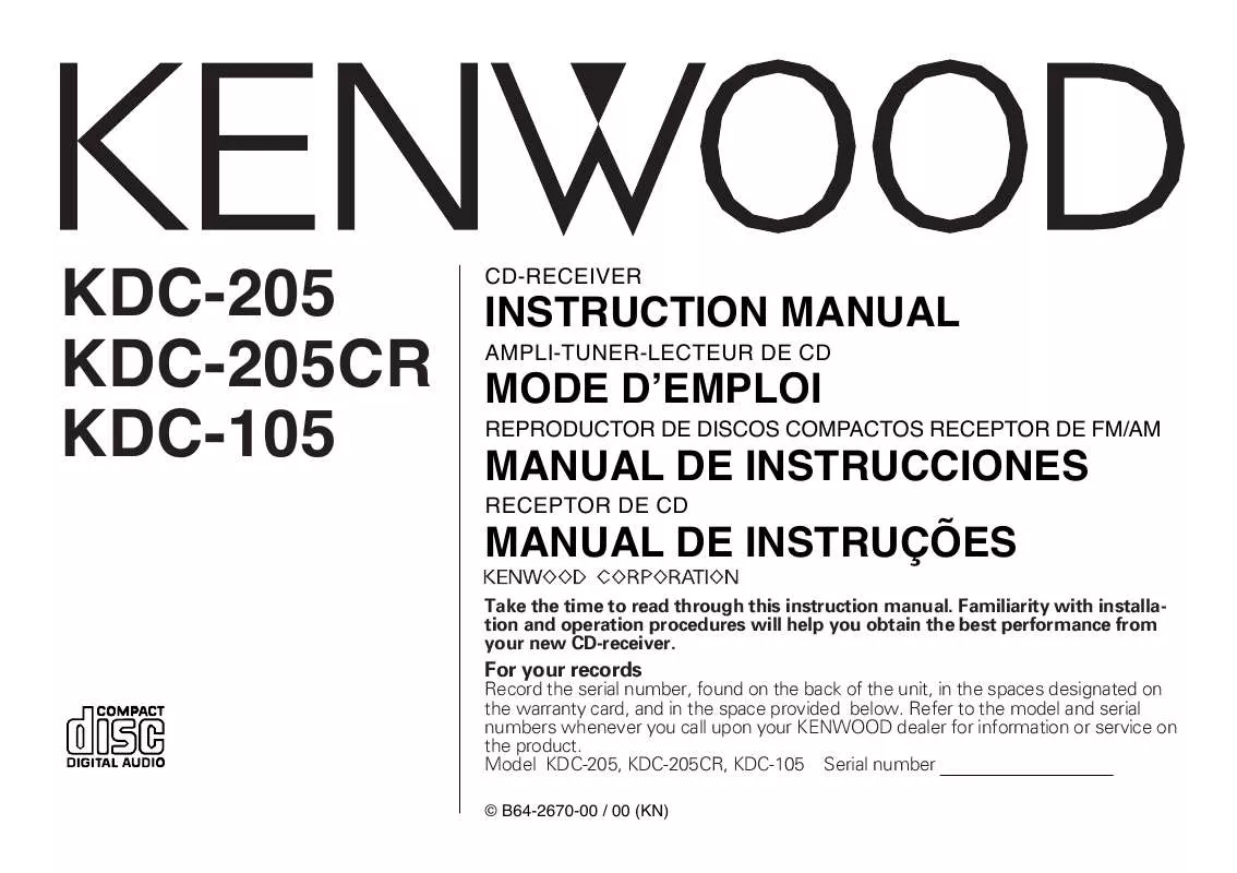 Mode d'emploi KENWOOD KDC-205CR