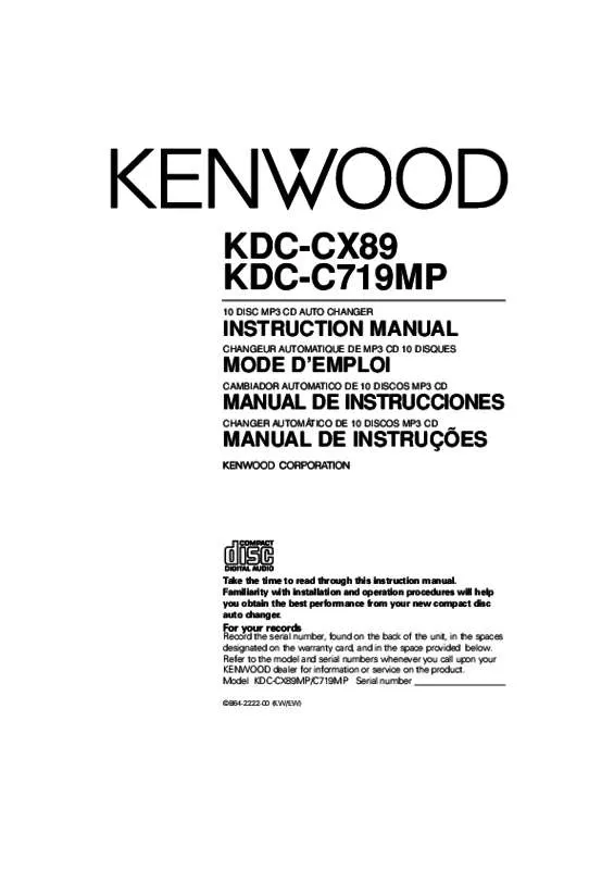 Mode d'emploi KENWOOD KDC-CX89