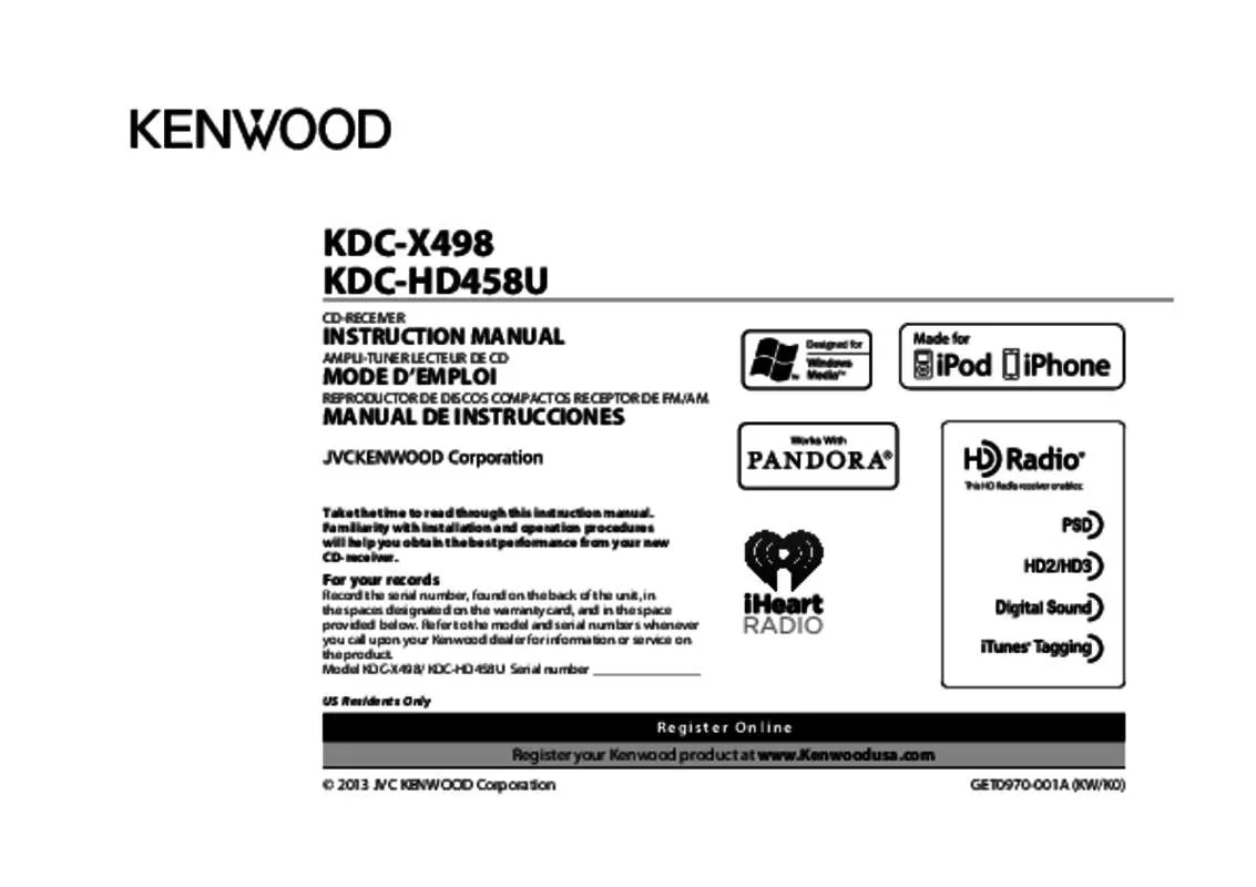 Mode d'emploi KENWOOD KDC-HD458U
