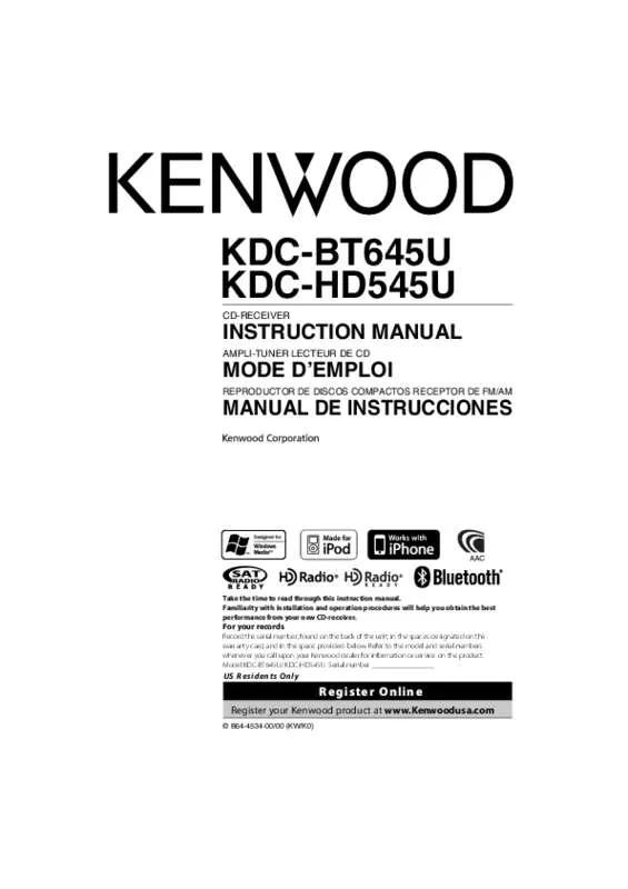 Mode d'emploi KENWOOD KDC-HD545U
