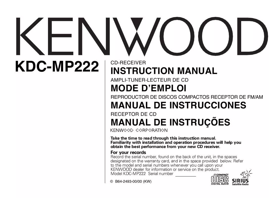 Mode d'emploi KENWOOD KDC-MP222