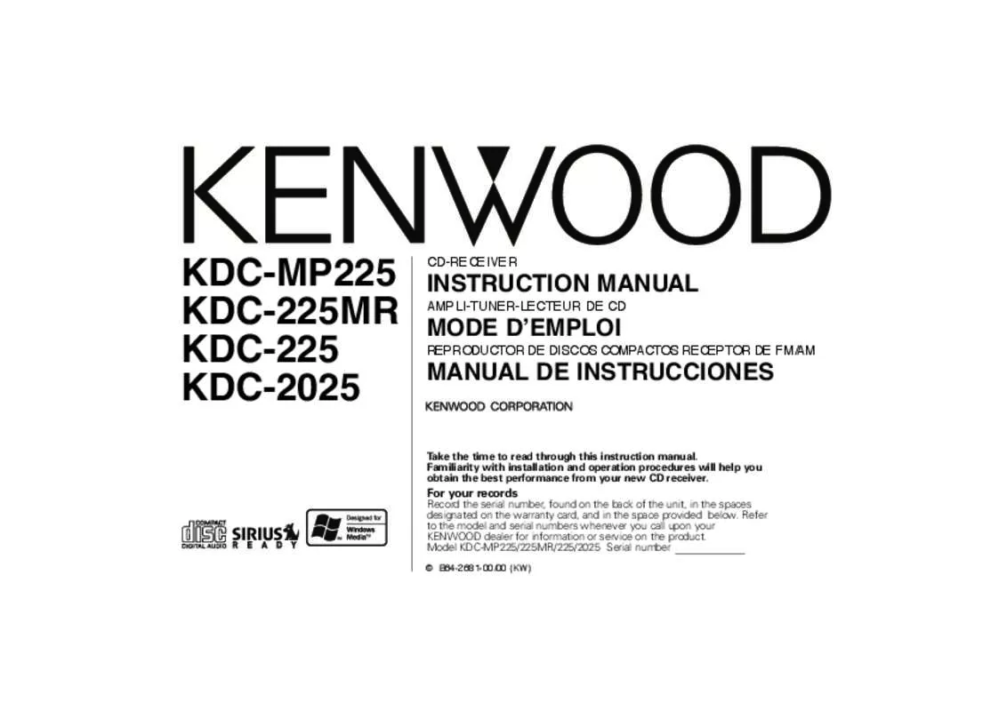 Mode d'emploi KENWOOD KDC-MP225