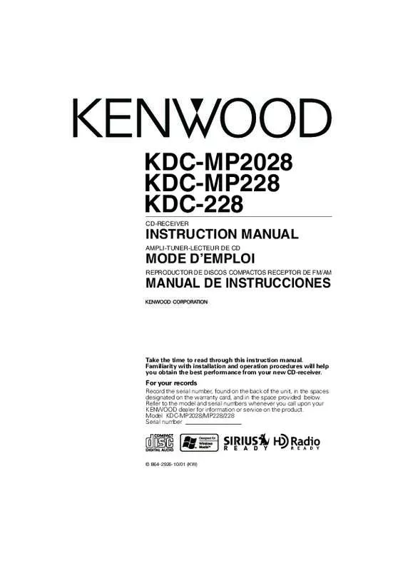 Mode d'emploi KENWOOD KDC-MP228