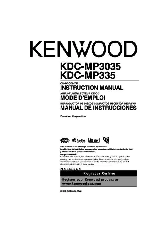 Mode d'emploi KENWOOD KDC-MP3035