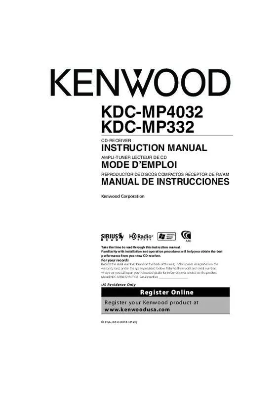Mode d'emploi KENWOOD KDC-MP332