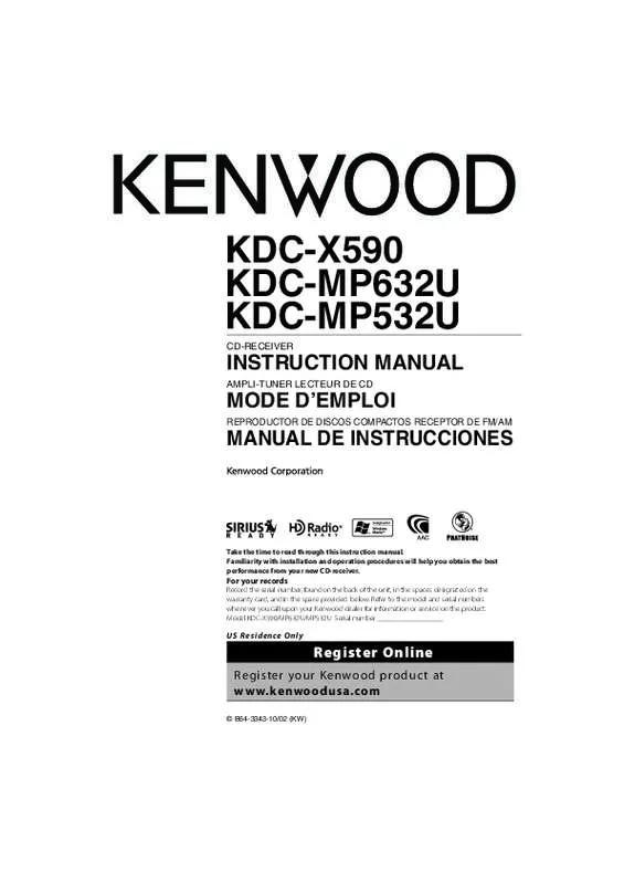 Mode d'emploi KENWOOD KDC-MP532U