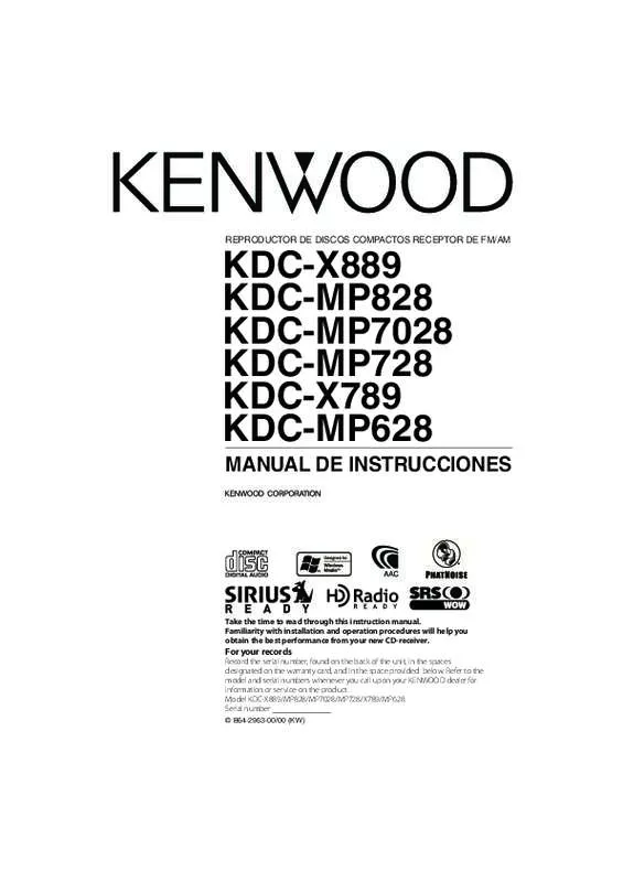 Mode d'emploi KENWOOD KDC-MP828