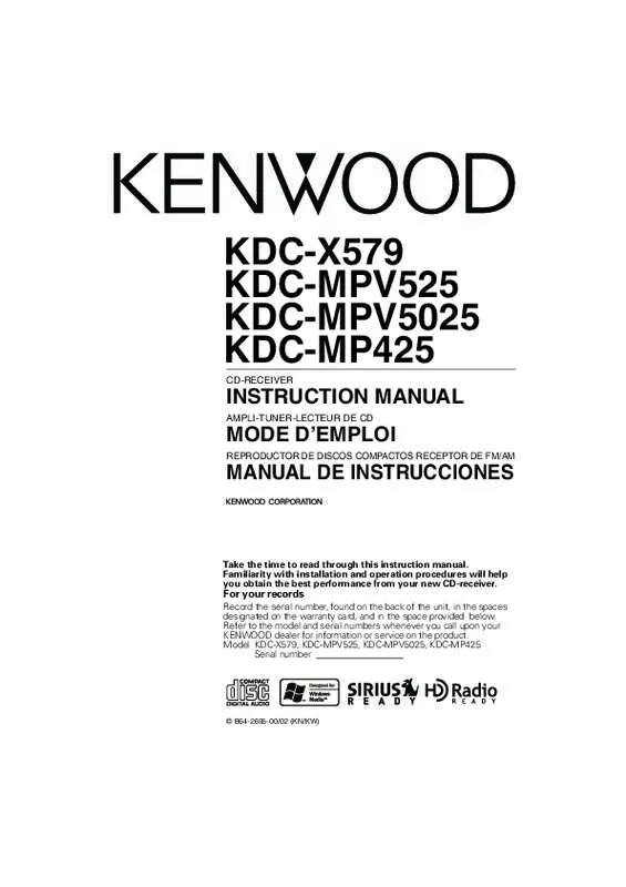 Mode d'emploi KENWOOD KDC-MPV5025