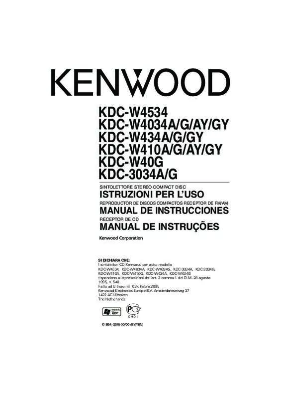 Mode d'emploi KENWOOD KDC-W4034