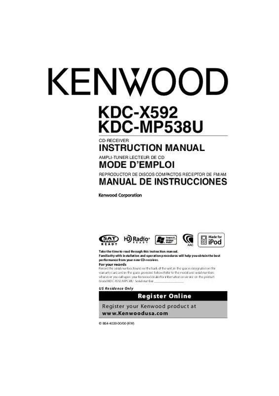 Mode d'emploi KENWOOD KDC-X592