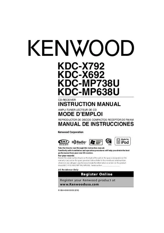 Mode d'emploi KENWOOD KDC-X792