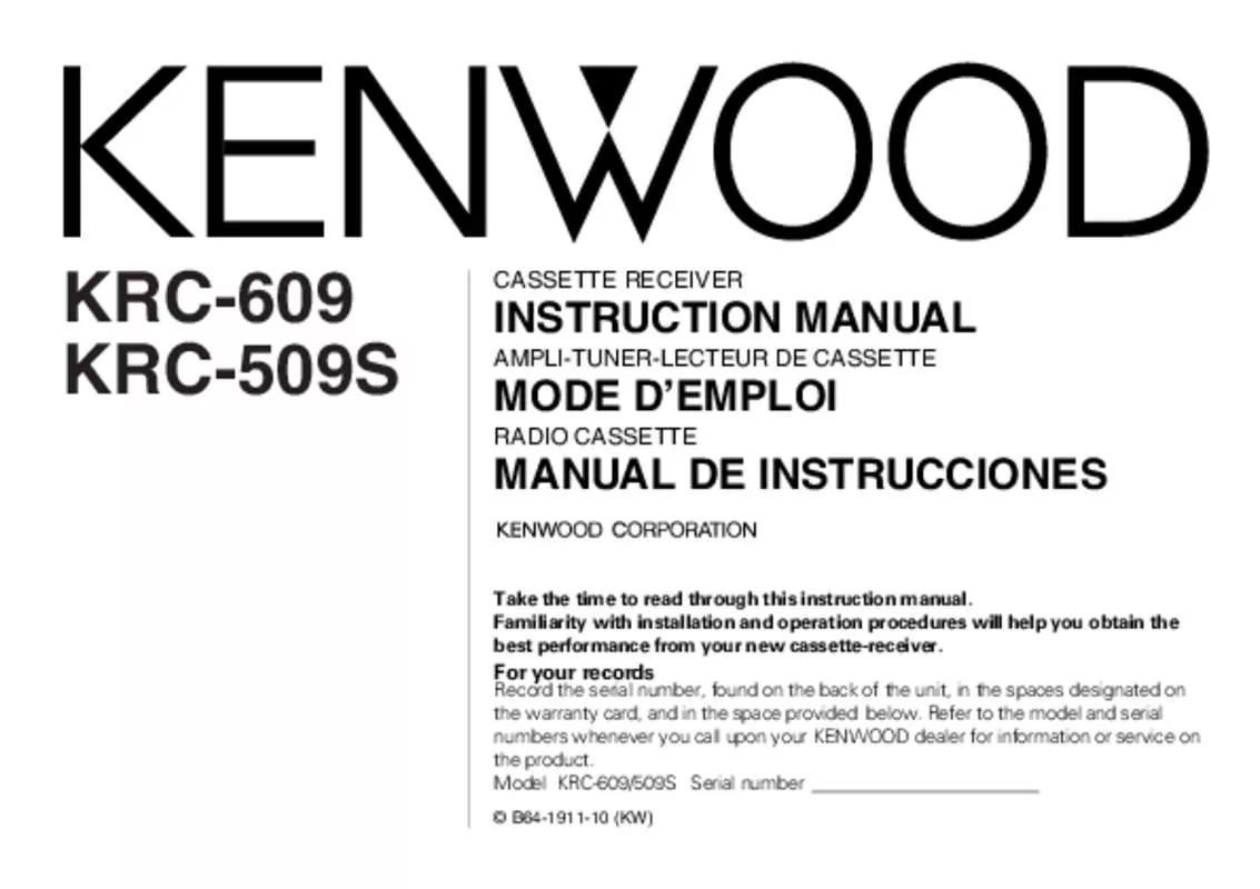 Mode d'emploi KENWOOD KRC-509S