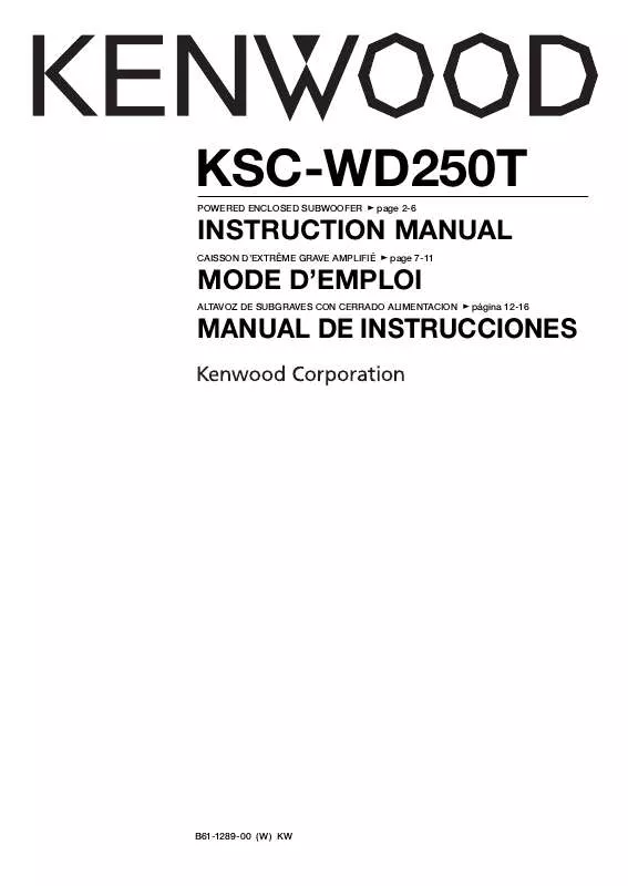 Mode d'emploi KENWOOD KSC-WD250T
