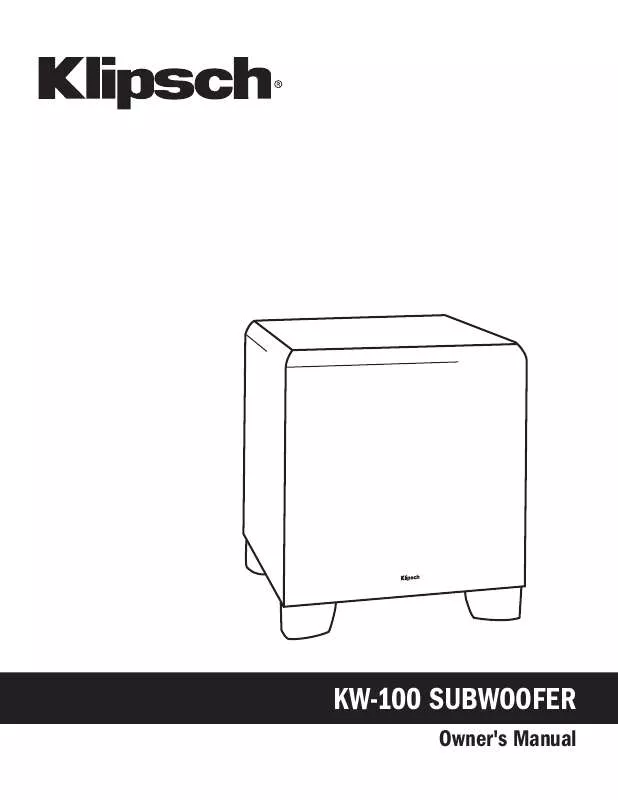 Mode d'emploi KLIPSCH KW-100
