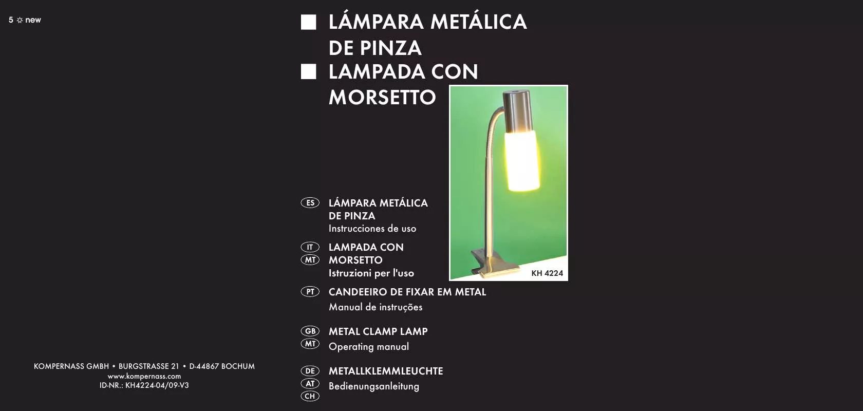 Mode d'emploi KOMPERNASS KH 4224 METAL CLAMP LAMP