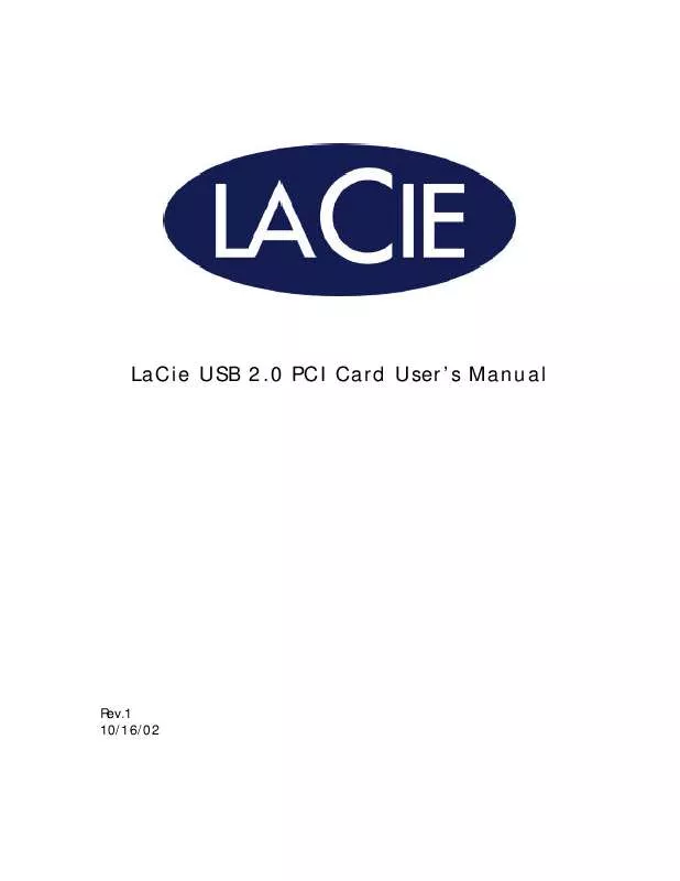 Mode d'emploi LACIE TARJETA PCI USB 2.0 DE
