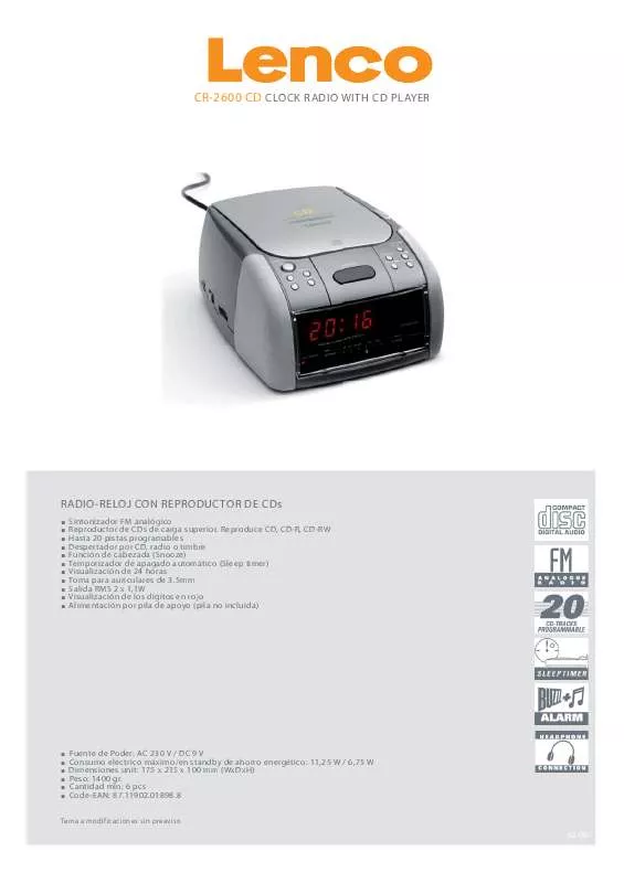Mode d'emploi LENCO CR-2600 CD0