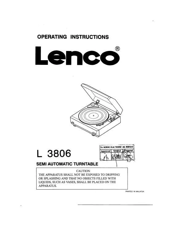 Mode d'emploi LENCO L-3806