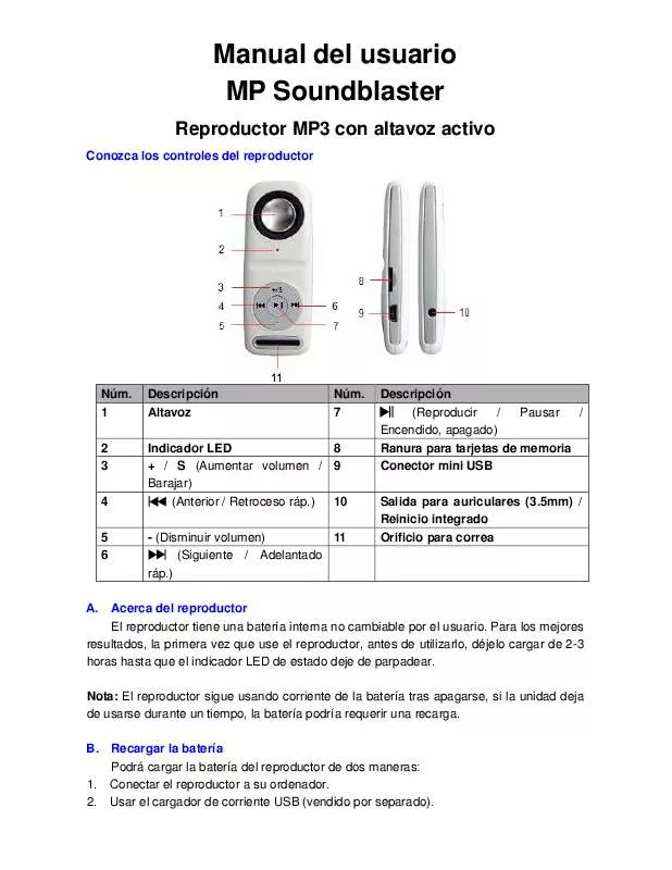 Mode d'emploi LENCO REPRODUCTOR MP3 SNOOPY