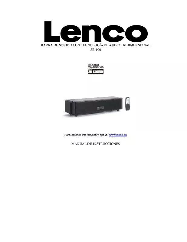 Mode d'emploi LENCO SB-100