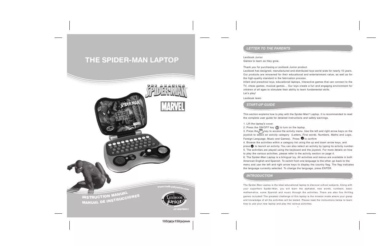 Mode d'emploi LEXIBOOK THE SPIDER-MAN LAPTOP JC18SPBKI1