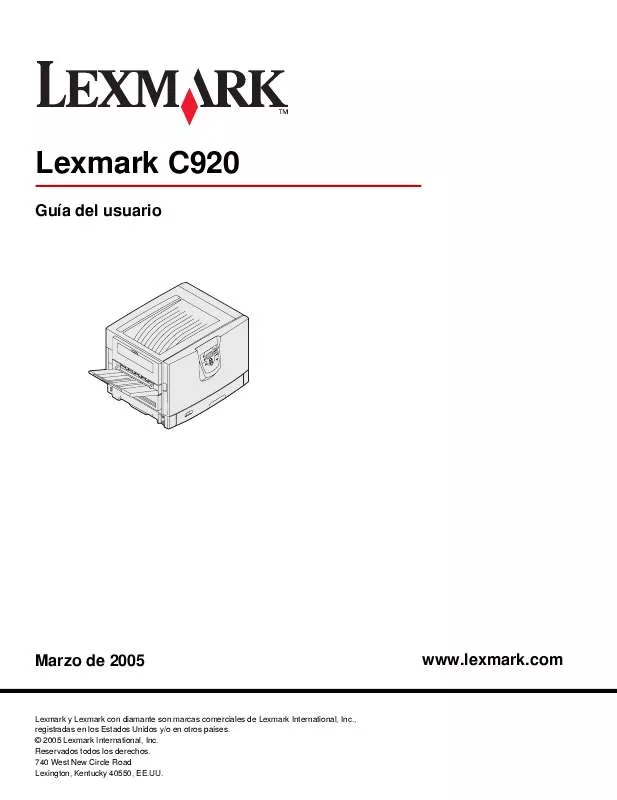 Mode d'emploi LEXMARK C920