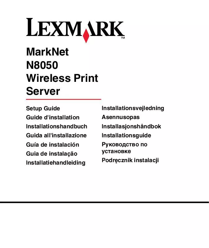 Mode d'emploi LEXMARK MARKNET N8050 WIRELESS PRINT SERVER
