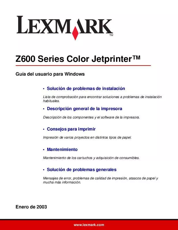 Mode d'emploi LEXMARK Z600