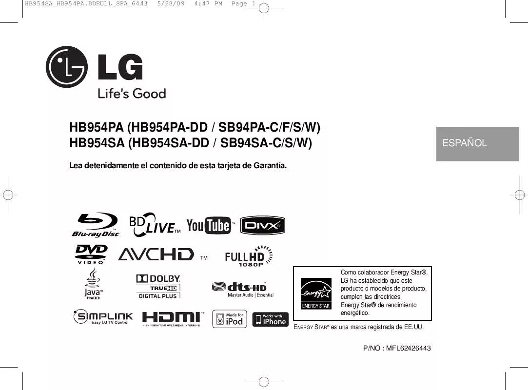 Mode d'emploi LG HB954SA
