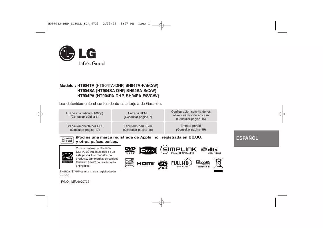 Mode d'emploi LG HT904SA
