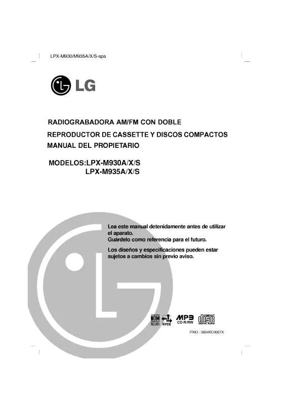 Mode d'emploi LG LPX-M930A
