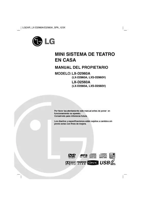 Mode d'emploi LG LX-D2560A