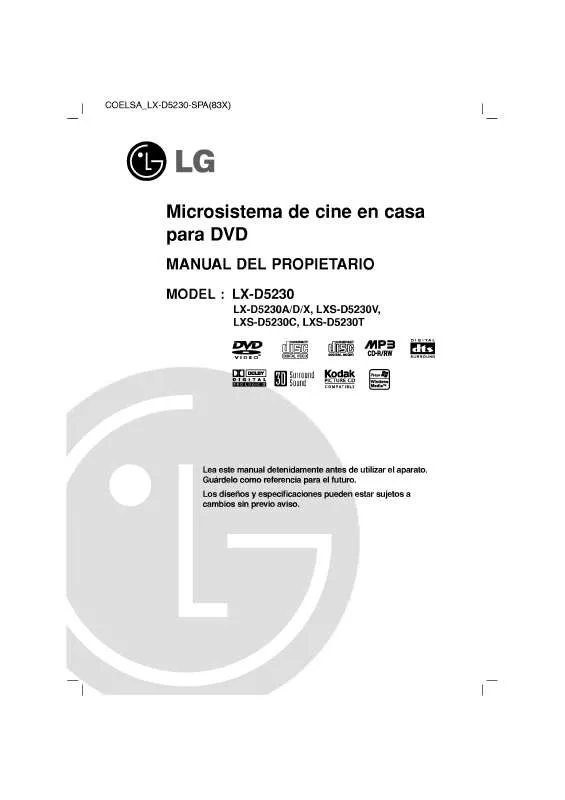 Mode d'emploi LG LX-D5230A