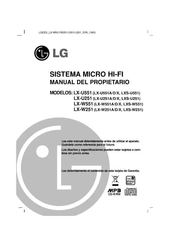 Mode d'emploi LG LX-U251D