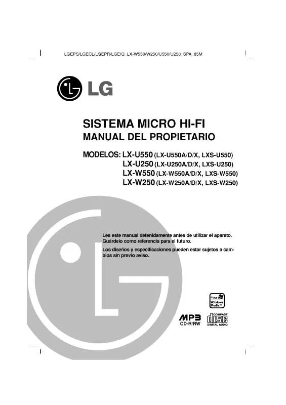Mode d'emploi LG LX-W250A