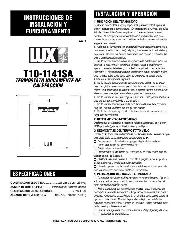 Mode d'emploi LUX T10-1141SA