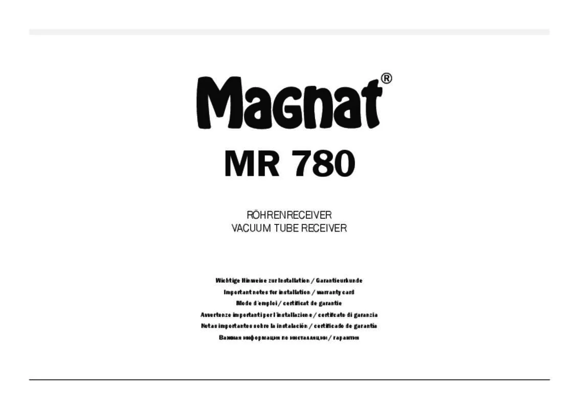 Mode d'emploi MAGNAT MR 780