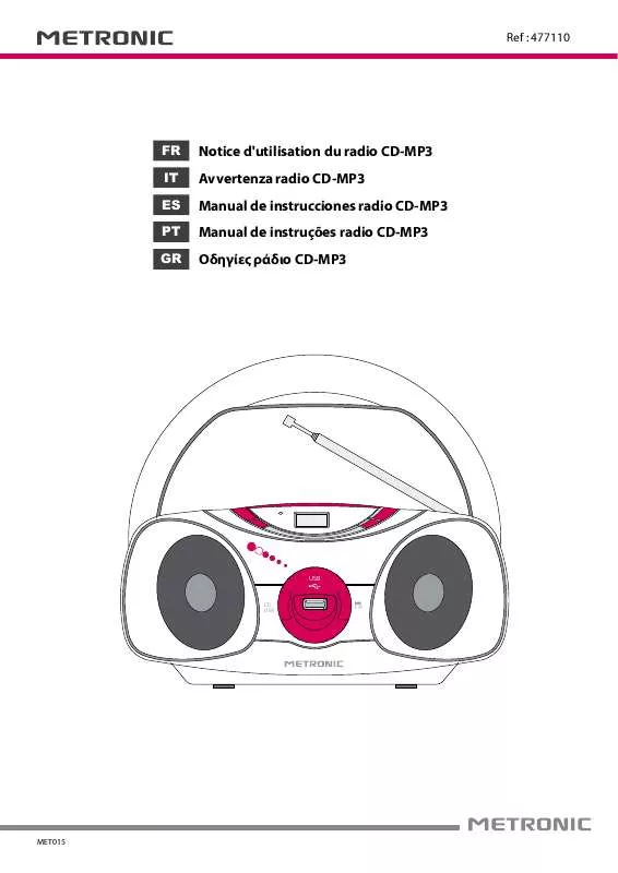 Mode d'emploi METRONIC RADIO CD-MP3