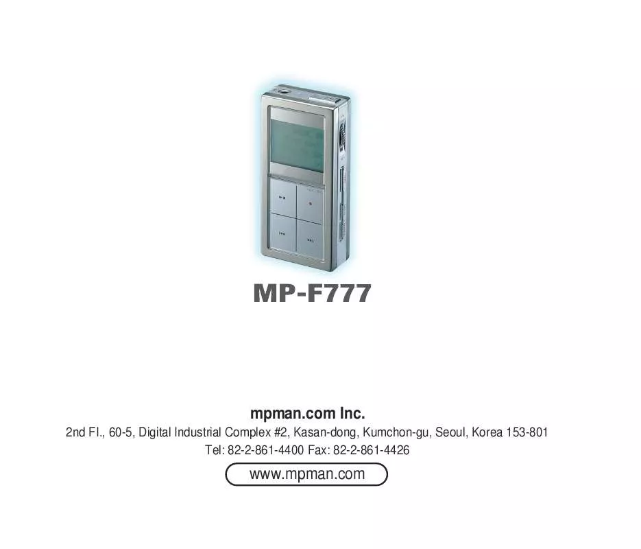 Mode d'emploi MPMAN MP-F777