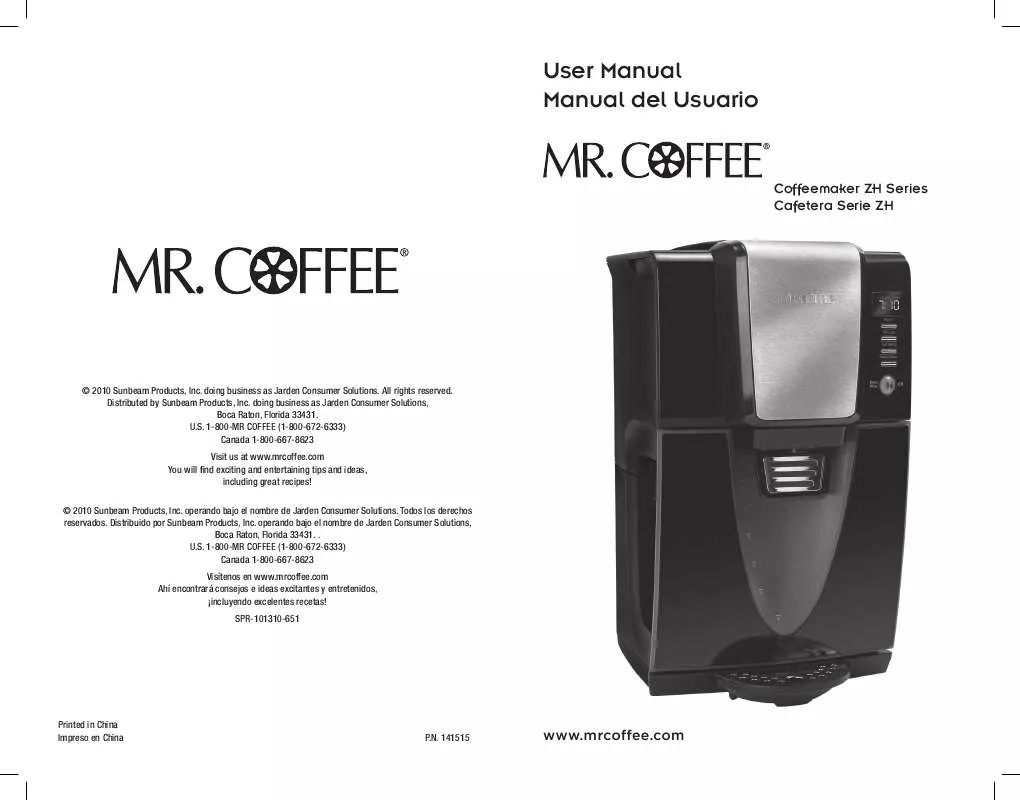 Mode d'emploi MR COFFEE ZH